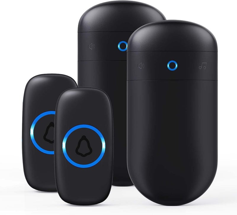 SECRUI Doorbell–Doorbell Wireless Kits for Front Door – Battery Operated Doorbell with 52 Chimes, Flash Lights, 5 Volume Levels – Waterproof Modern Doorbell (2 Push Buttons 2 Receivers) - Image 1